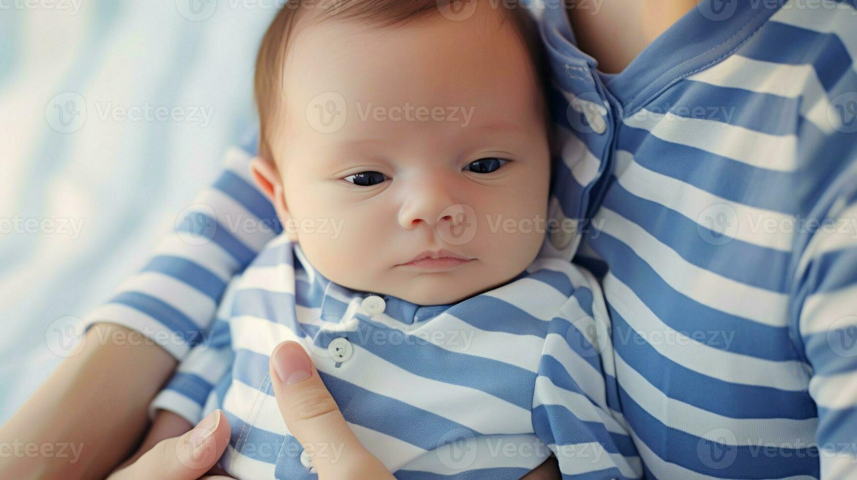 jong moeder Holding haar baby. generatief ai foto