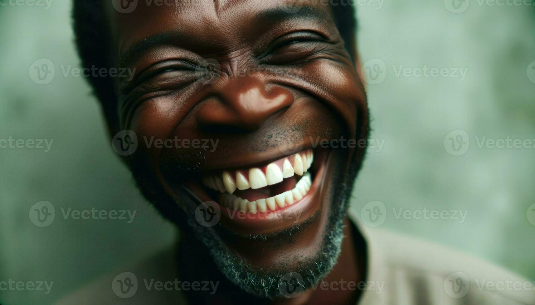 een glimlachen zwart Mens met een baard is afgebeeld in de afbeelding.. generatief ai foto