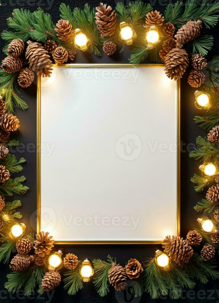 Kerstmis folder achtergrond met Spar ijshoorntje ontwerp foto
