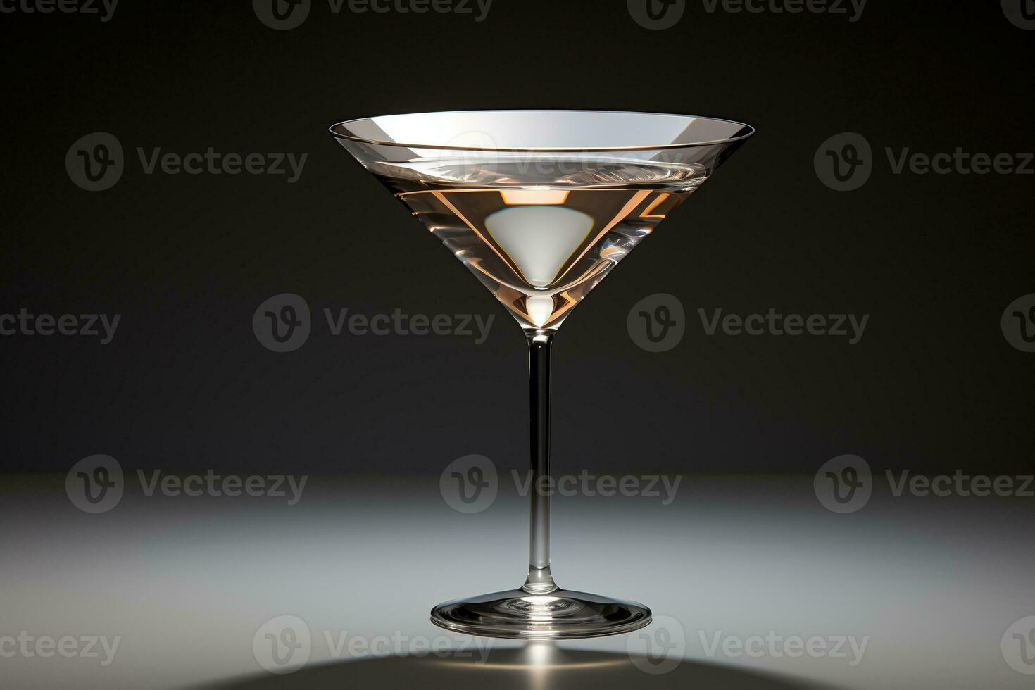 martini glas Aan een zwart achtergrond met achtergrondverlichting. gegenereerd door kunstmatig intelligentie- foto