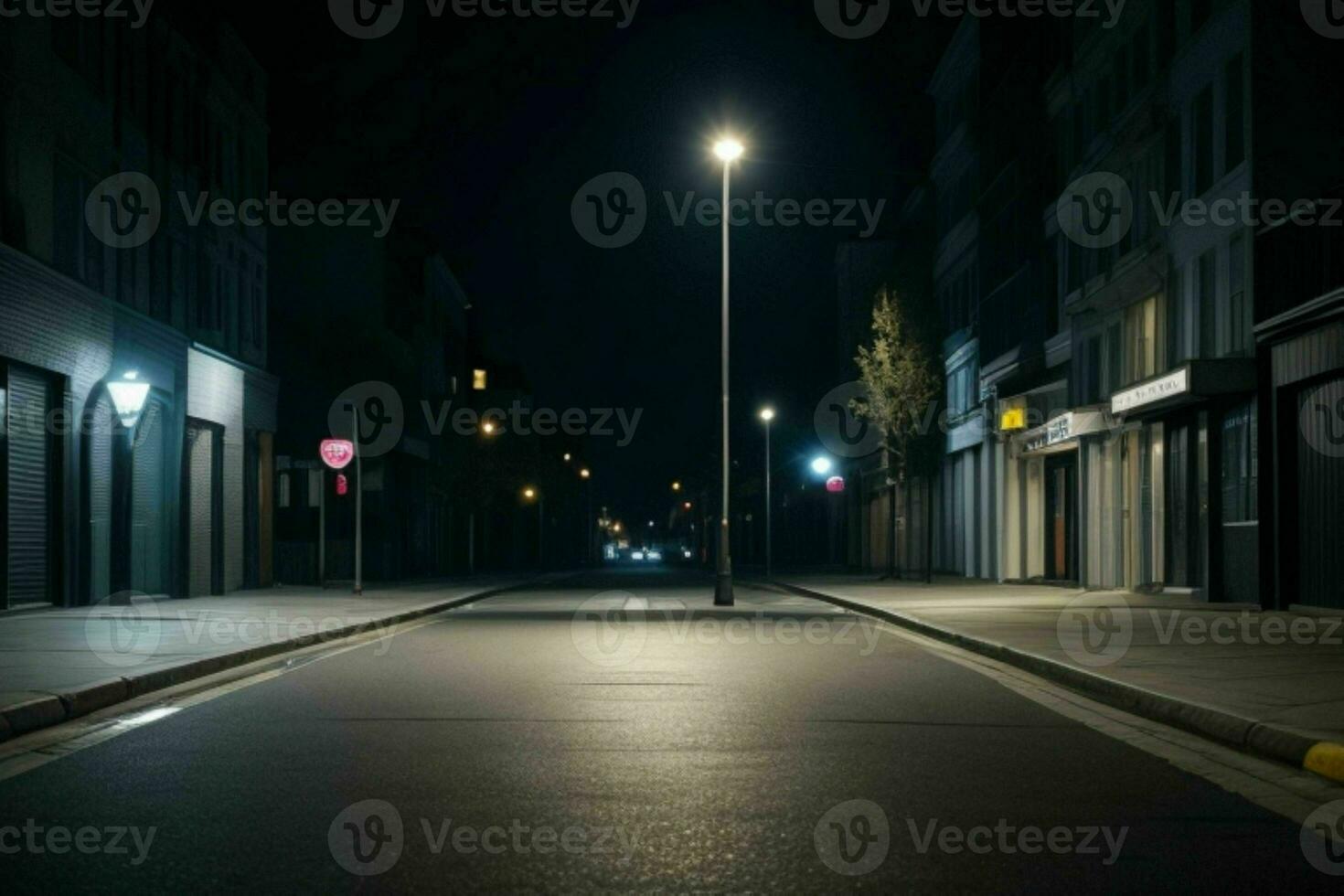 leeg ruimte Aan de straat Aan de nacht. achtergrond. ai generatief pro foto