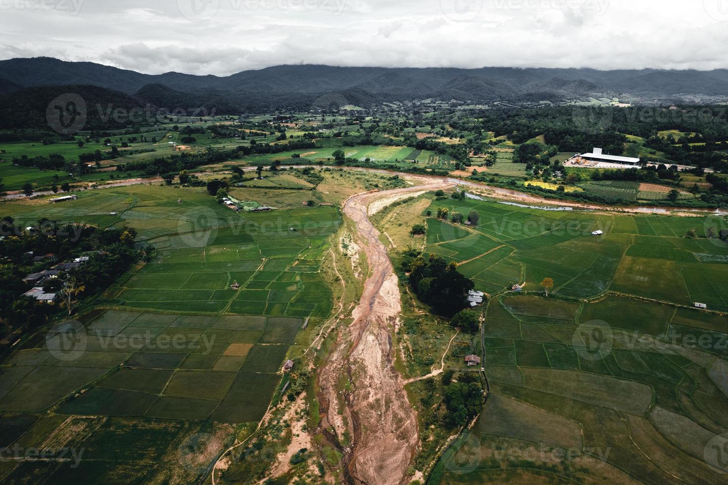 landschap rijstveld in Azië, luchtfoto van rijstvelden foto