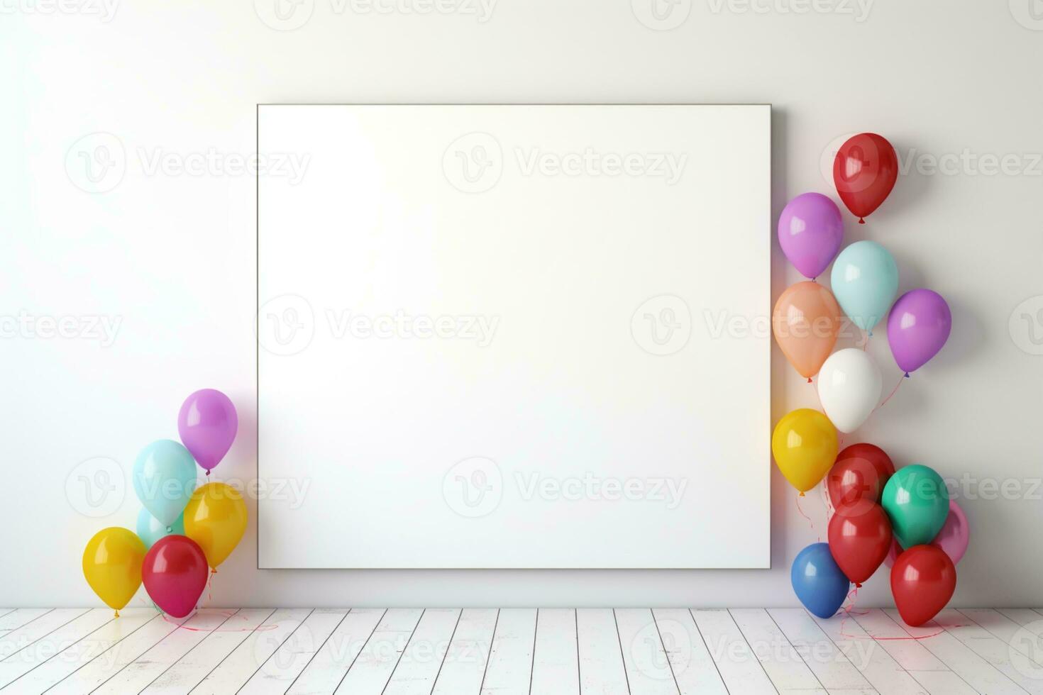 ai gegenereerd muur kader met kleurrijk ballonnen foto