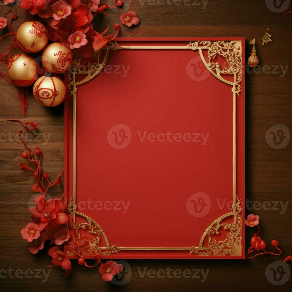 gepassioneerd Chinese nieuw jaar rood achtergrond. genereren ai foto
