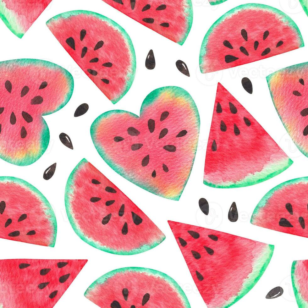 watermeloen waterverf naadloos patroon. zomer sappig afdrukken foto