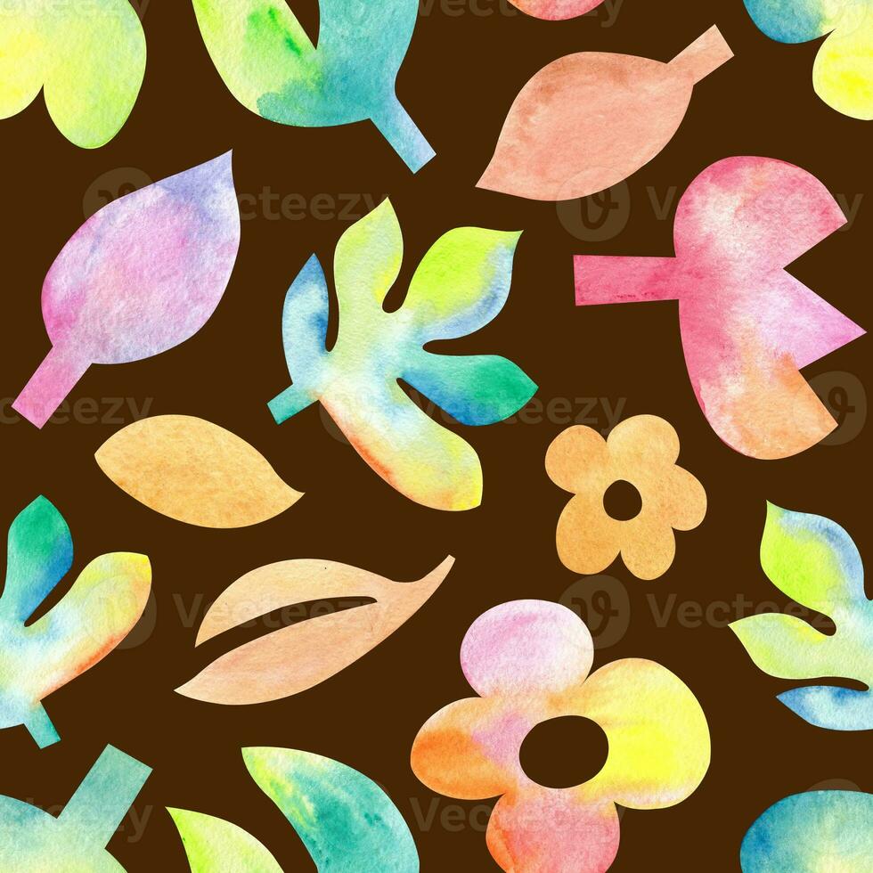 waterverf naadloos patroon van gemakkelijk regenboog bloemen. gemakkelijk herhaling afdrukken, verpakking, digitaal papier. zomer, lente, vakantie, kinderjaren foto