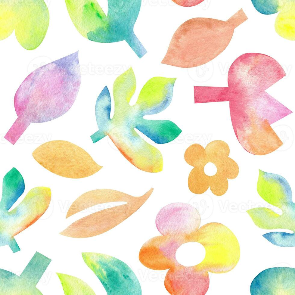 waterverf naadloos patroon van gemakkelijk regenboog bloemen. gemakkelijk herhaling afdrukken, verpakking, digitaal papier. zomer, lente, vakantie, kinderjaren foto