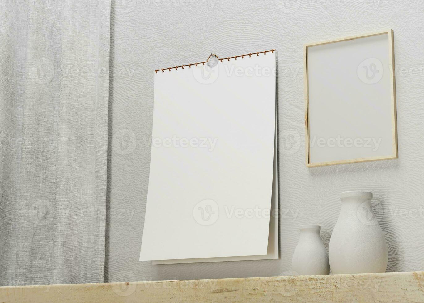 potrait bureau kalender met blanco van papier geschikt voor kalender ontwerp presentatie foto