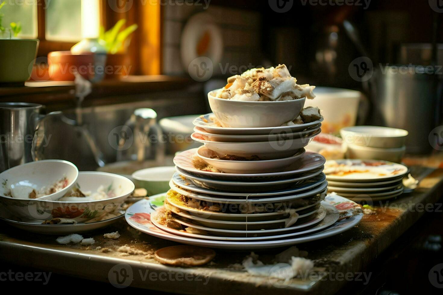 vuil keuken. hoge resolutie. ai generatief foto