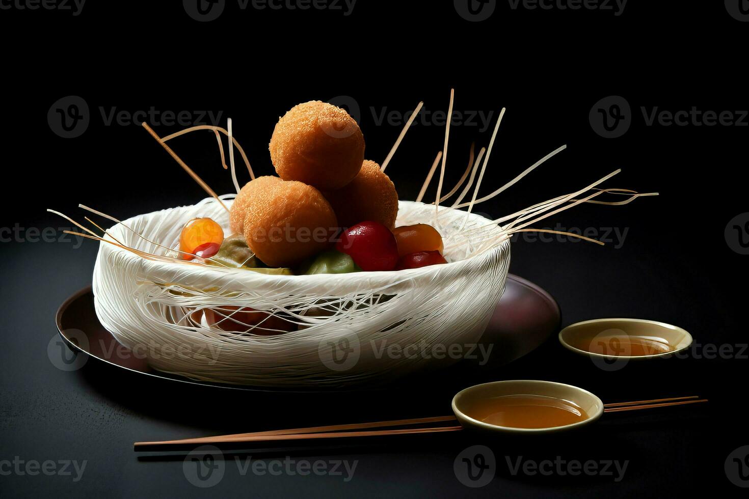 vermicelli nest gulab jamun ballen. genereren ai foto