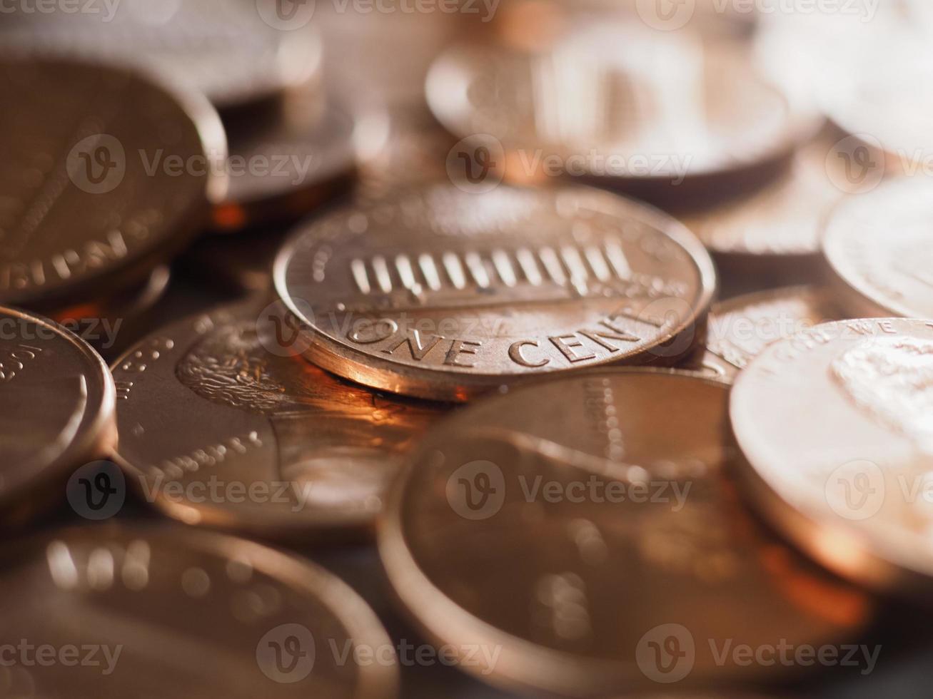 1 cent munt, Verenigde Staten, selectieve focus foto