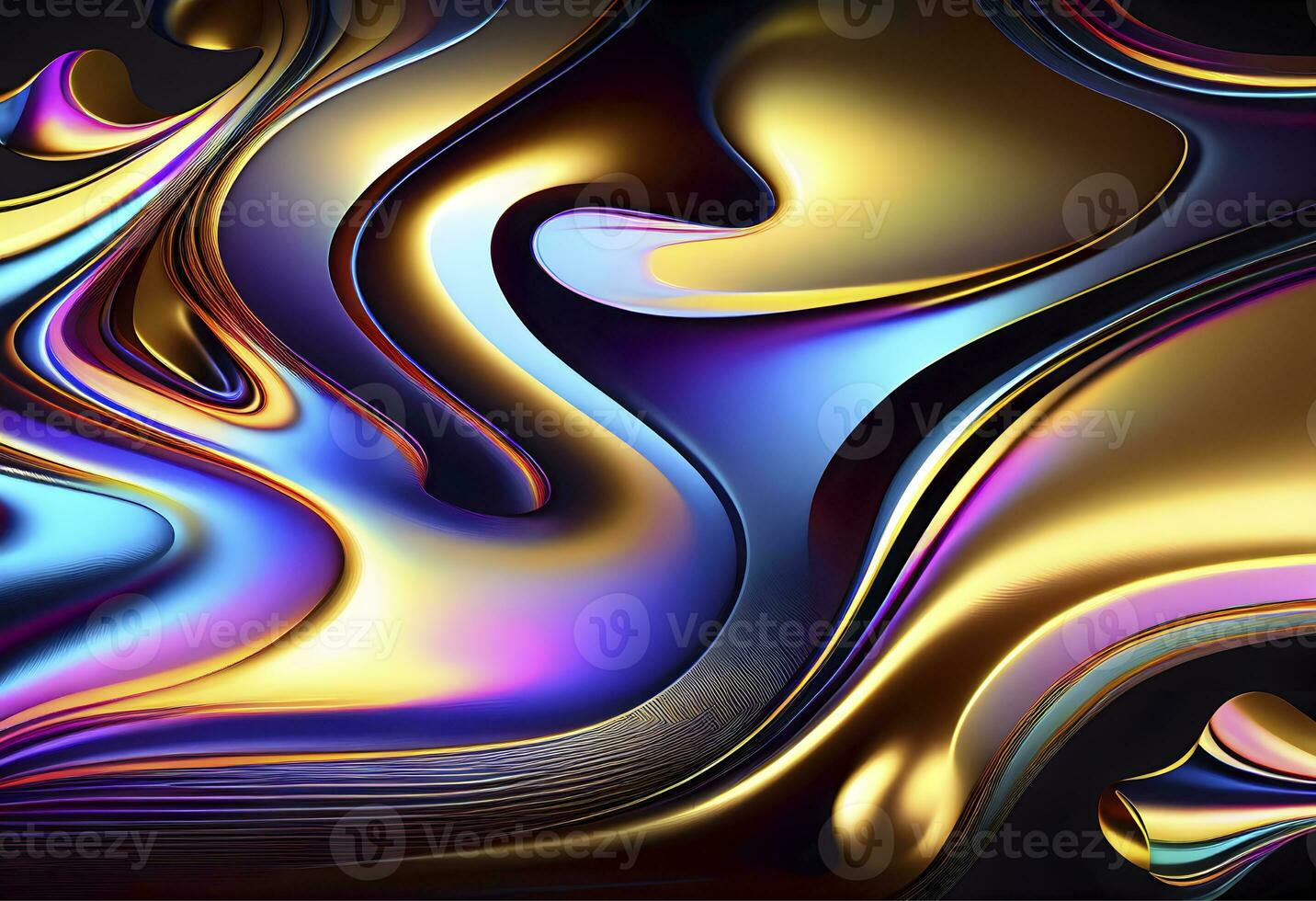 abstract achtergrond iriserend chroom golvend helling kleding kleding stof. holografische gebogen Golf in beweging, ultraviolet holografische folie textuur, vloeistof oppervlak, rimpelingen, metalen achtergrond ai generatief foto