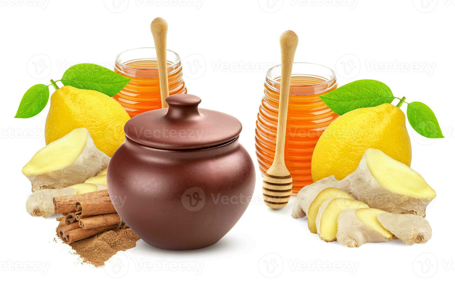honing, gember en citroen geïsoleerd Aan wit foto