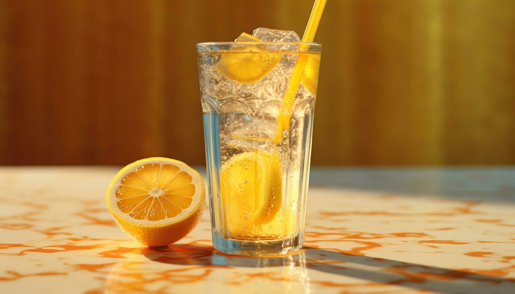 vers limonade Aan een houten tafel, perfect zomer verfrissing gegenereerd door ai foto