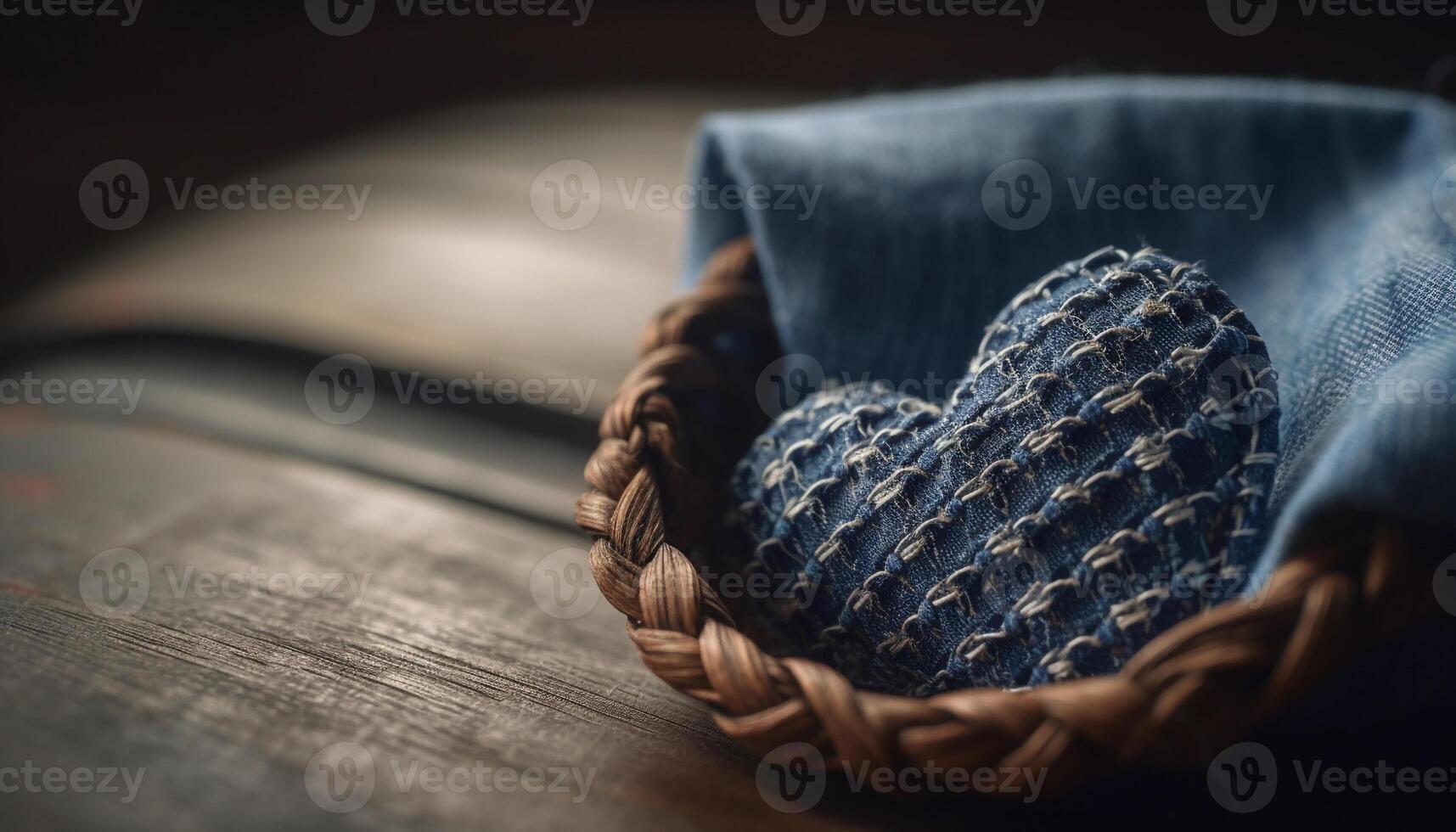 rustiek denim hart een symbool van liefde gegenereerd door ai foto