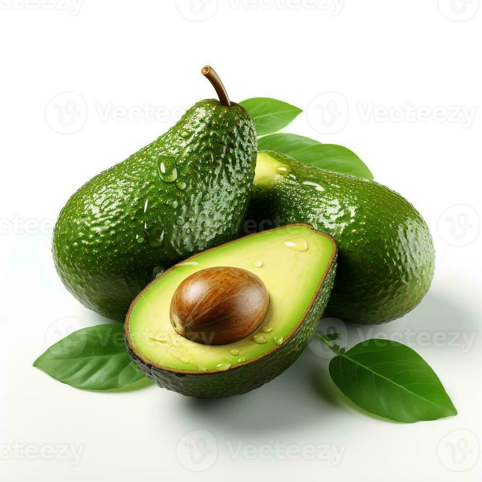 detailopname foto van avocado fruit Aan geïsoleerd wit achtergrond generatief ai