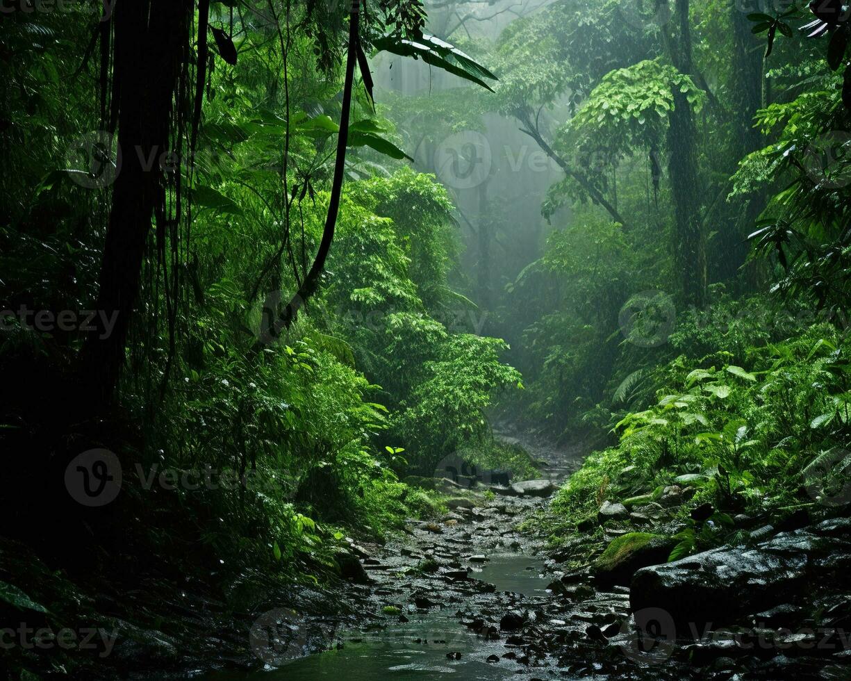 mooi weelderig regenwouden in centraal Amerika. generatief ai foto