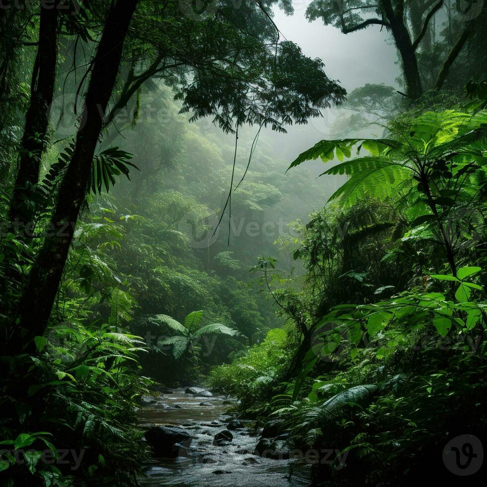 mooi weelderig regenwouden in centraal Amerika. generatief ai foto