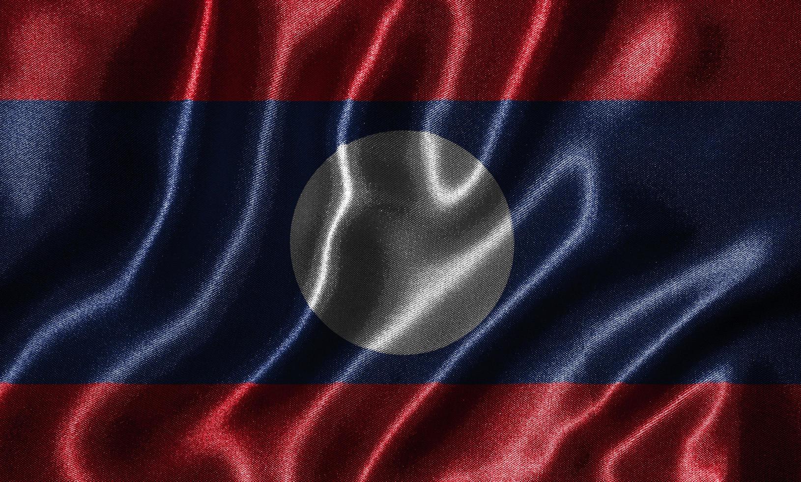 behang door laos vlag en wapperende vlag door stof. foto