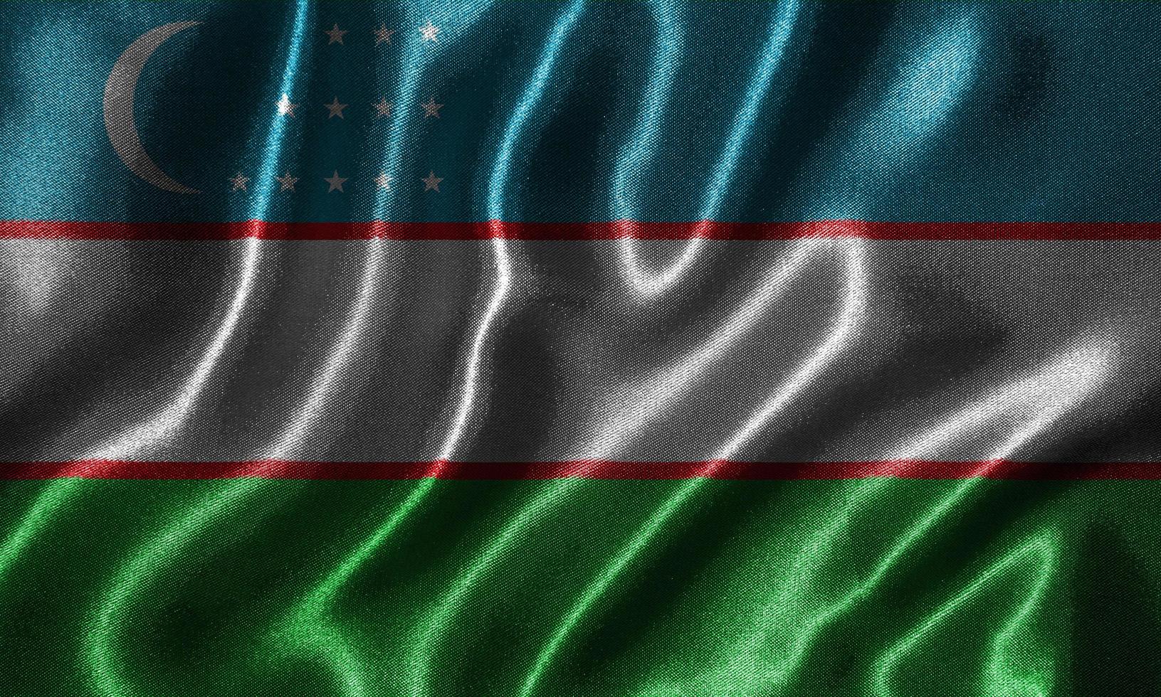 behang met vlag van Oezbekistan en wapperende vlag per stof. foto