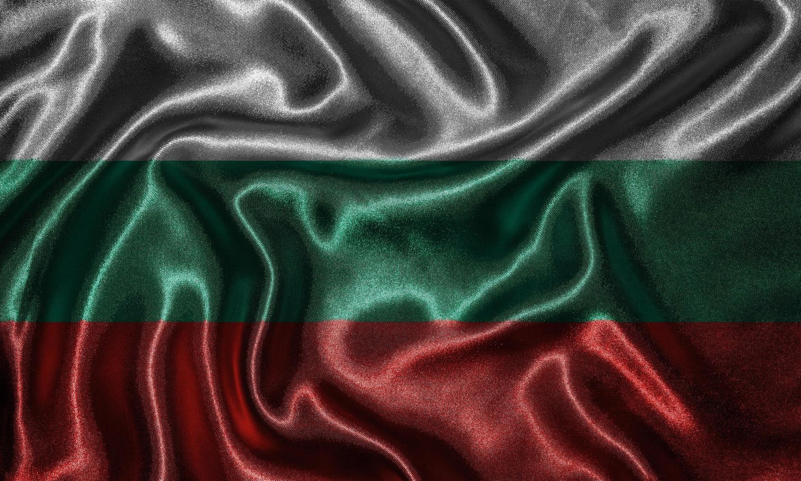 behang met bulgarije vlag en wapperende vlag per stof. foto