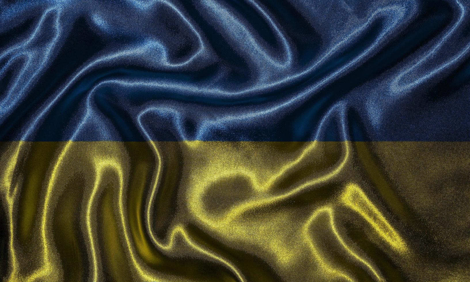 behang door de vlag van Oekraïne en wapperende vlag door stof. foto