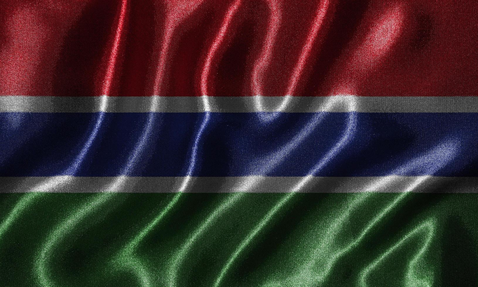 behang met vlag van Gambia en wapperende vlag per stof. foto