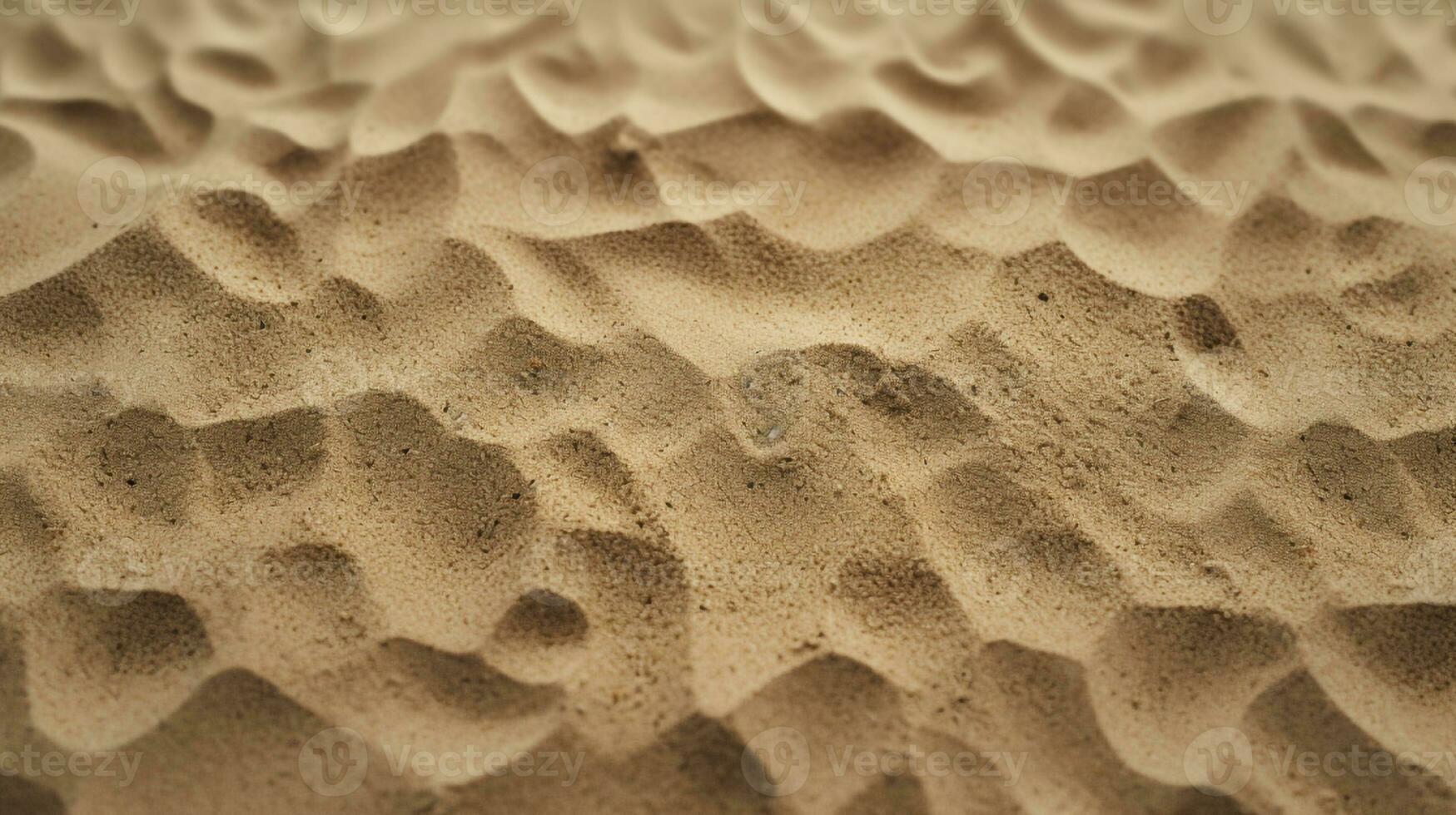 top visie van zanderig strand. achtergrond met kopiëren ruimte en zichtbaar zand structuur generatief ai foto