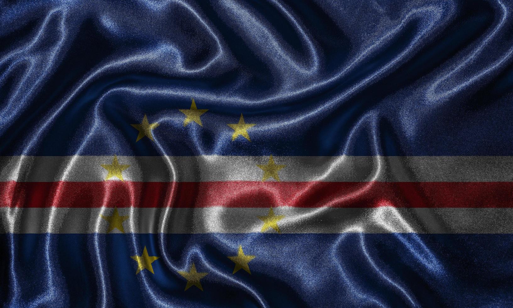 behang met de vlag van Kaapverdië en wapperende vlag per stof. foto