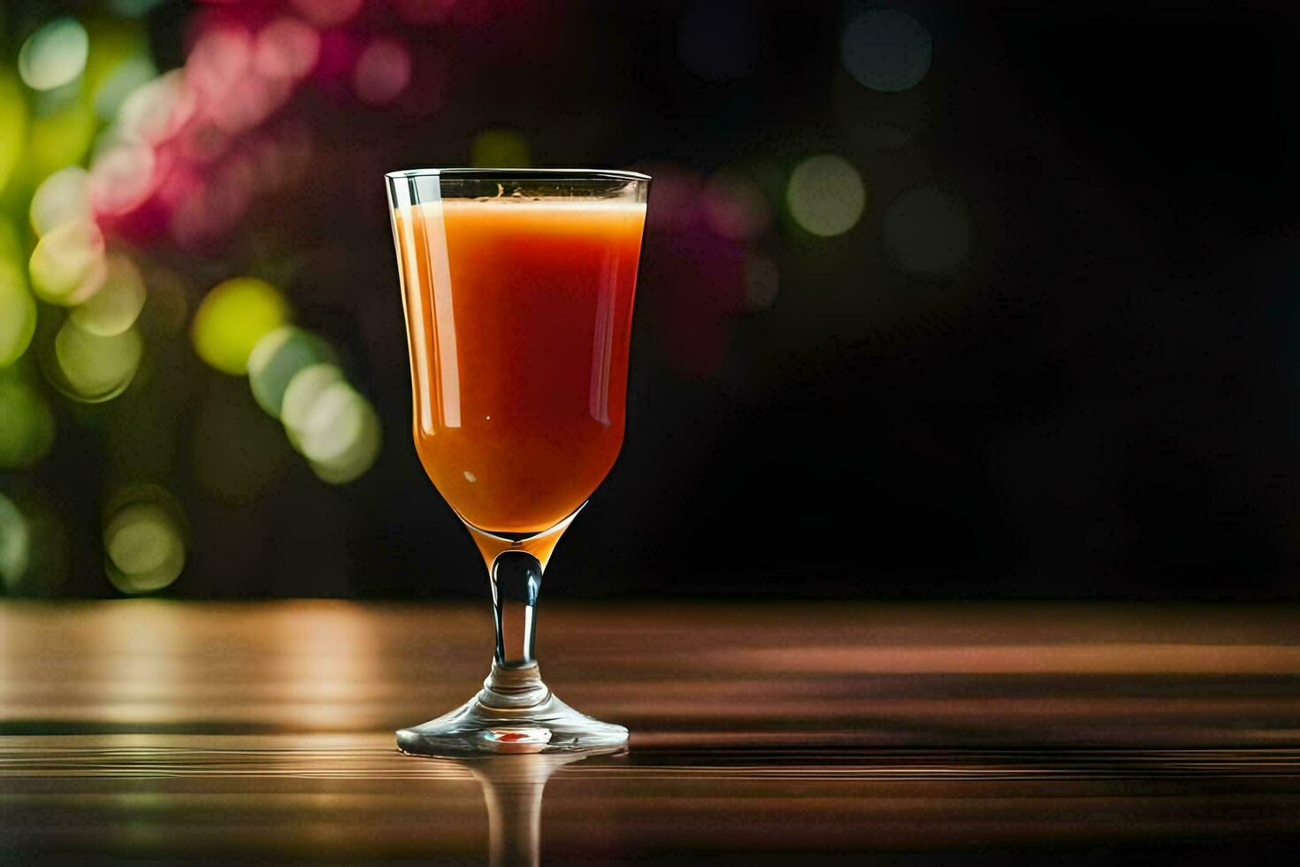 een glas van oranje sap Aan een tafel. ai-gegenereerd foto