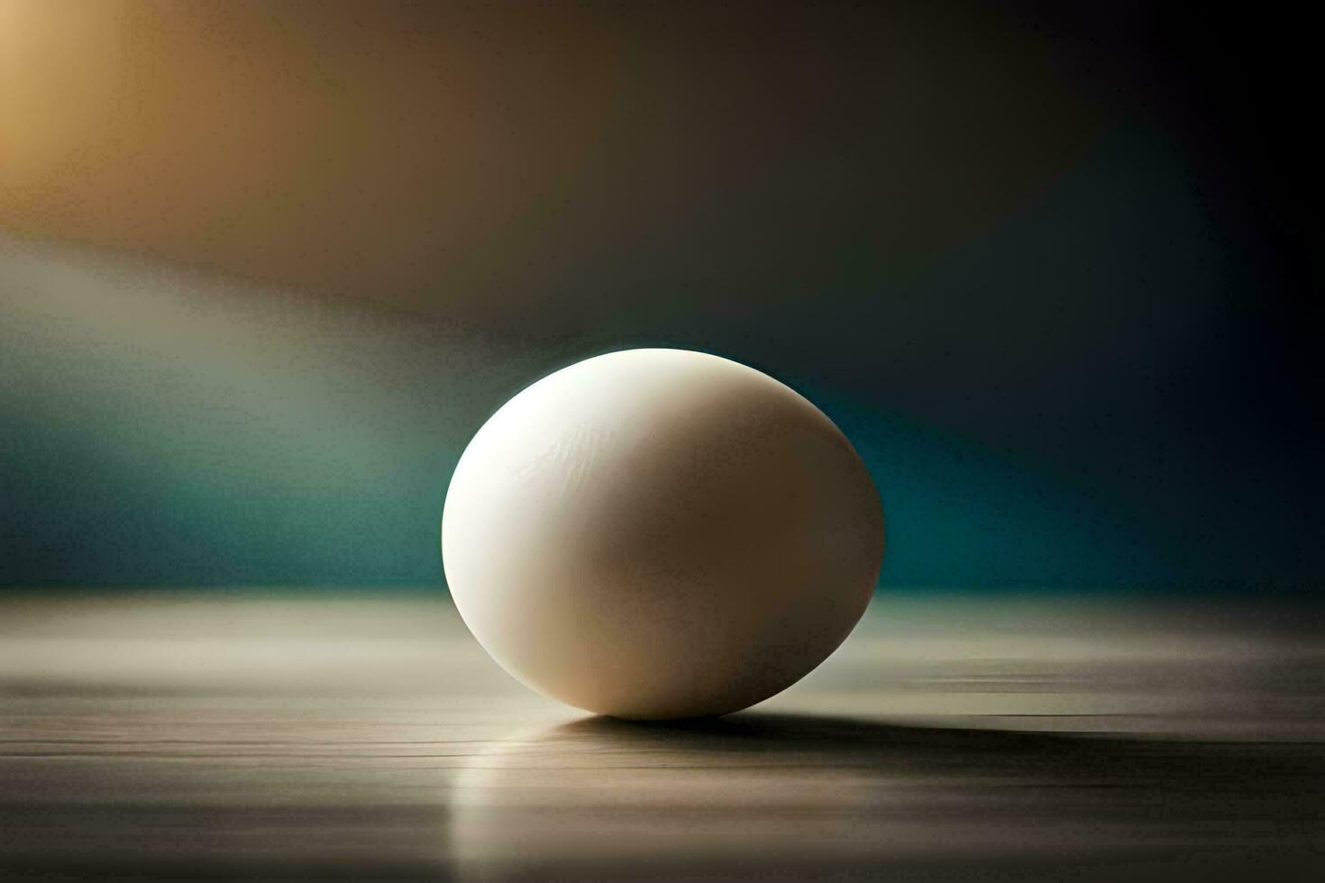 een ei Aan een tafel met een helder licht. ai-gegenereerd foto