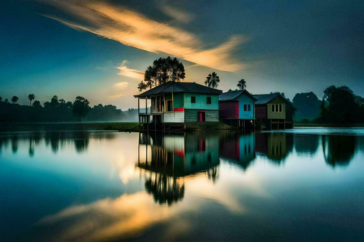 foto behang de lucht, water, huis, de huis, de lucht, de huis, de. ai-gegenereerd