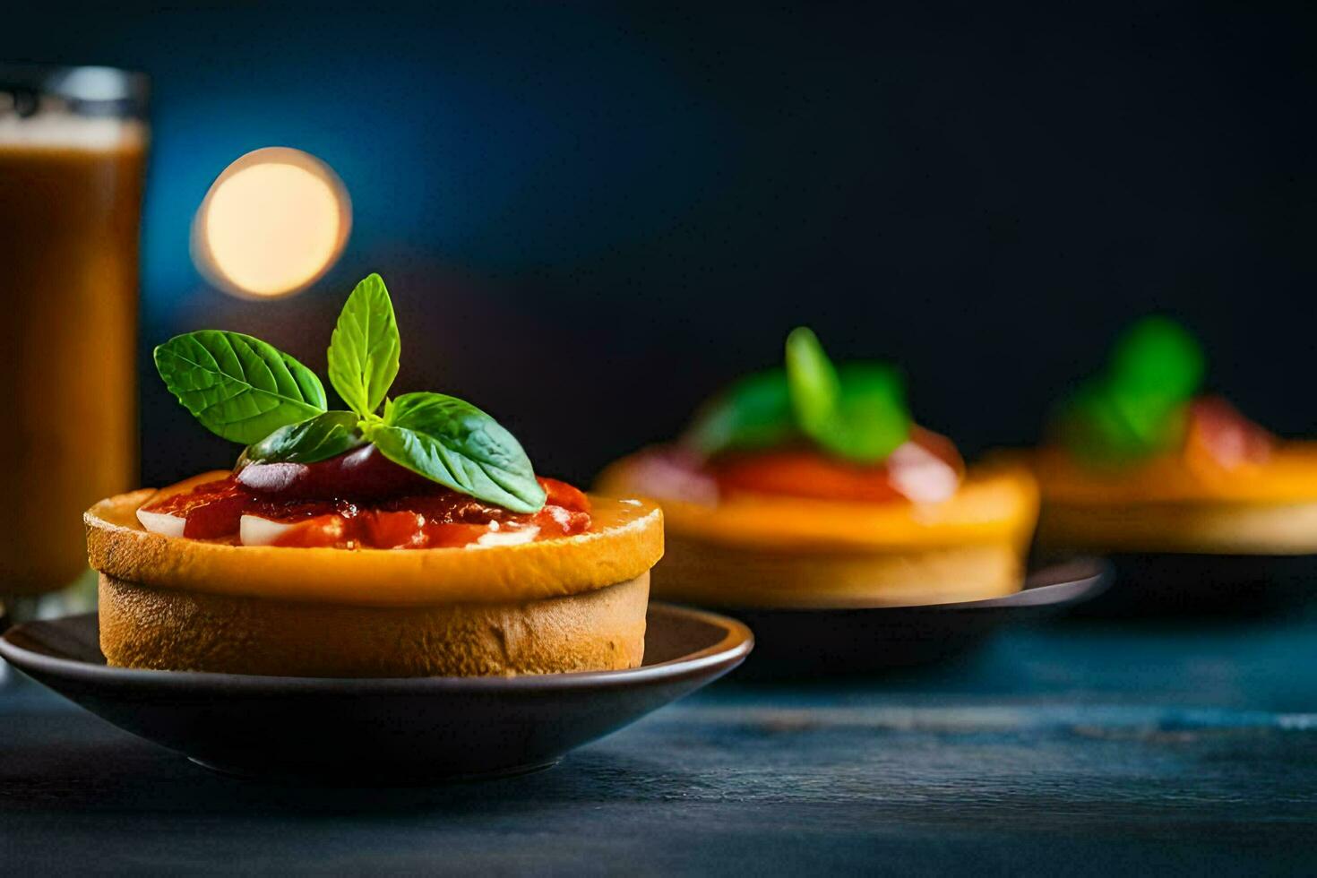 klein desserts Aan een donker tafel. ai-gegenereerd foto