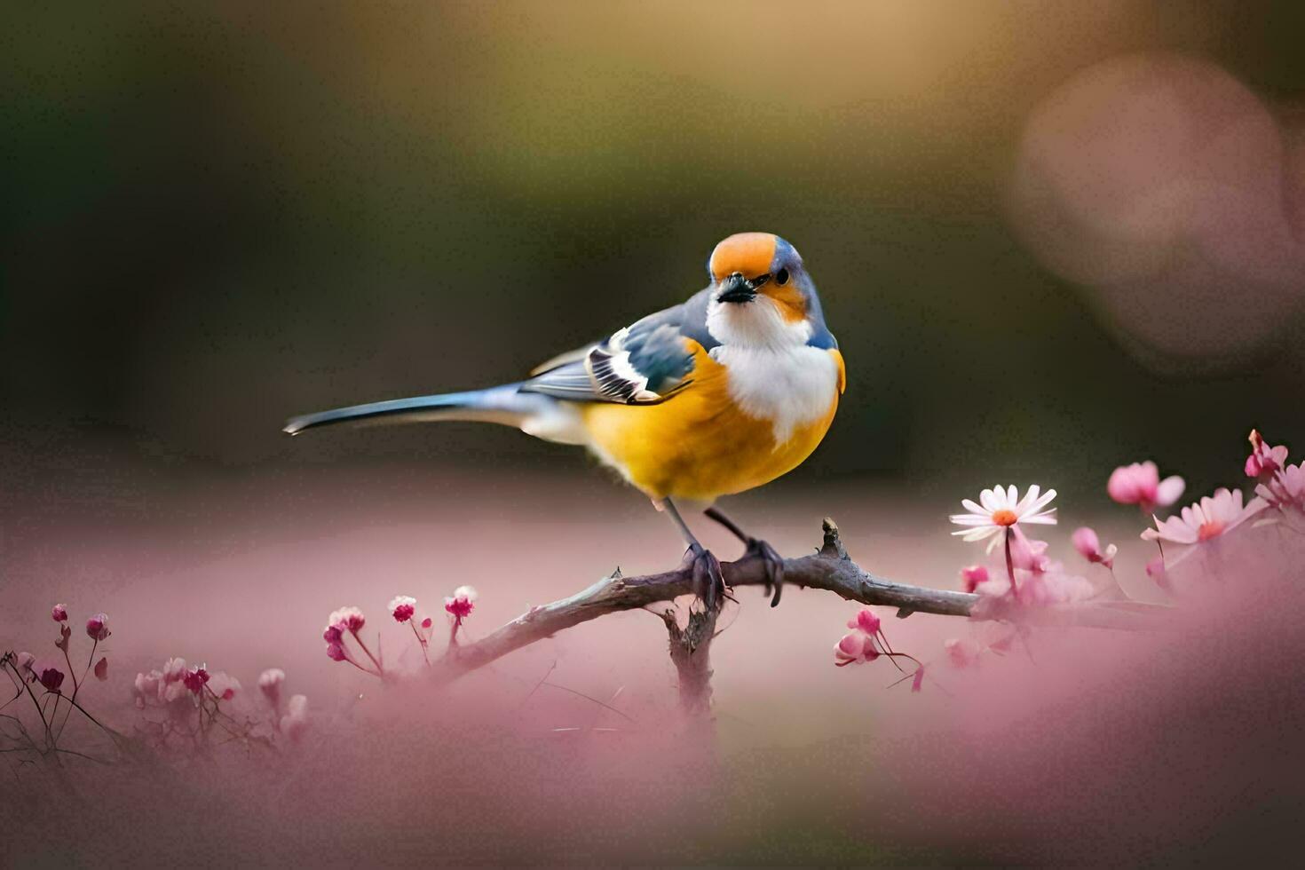 foto behang vogel, de zon, bloemen, de vogel, de vogel, de vogel, de. ai-gegenereerd