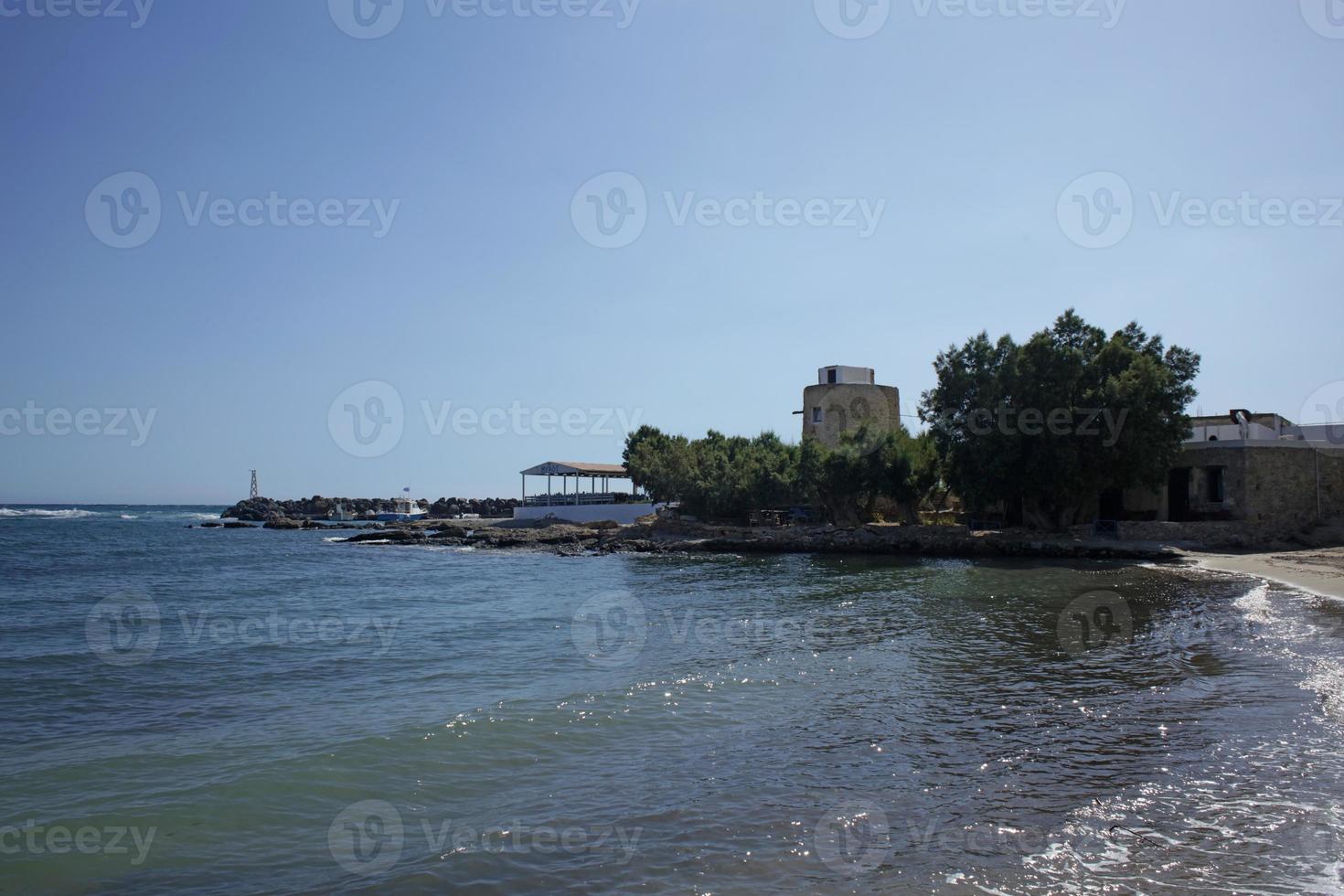 strand frangokastello in creta eiland griekenland moderne zomer achtergrond foto