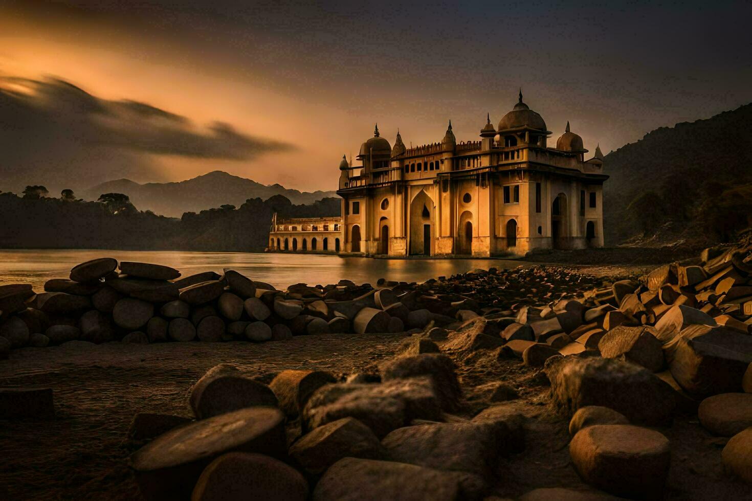 de paleis van de prins van udaipur. ai-gegenereerd foto