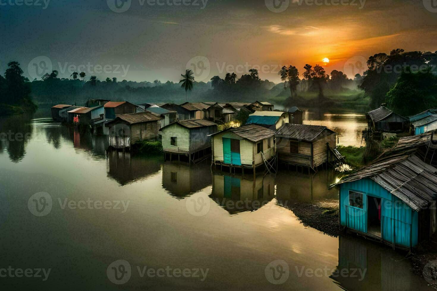 door James Kim - natuur watervallen zonsopkomst, watervallen, water, zonsopkomst, zonsopkomst. ai-gegenereerd foto