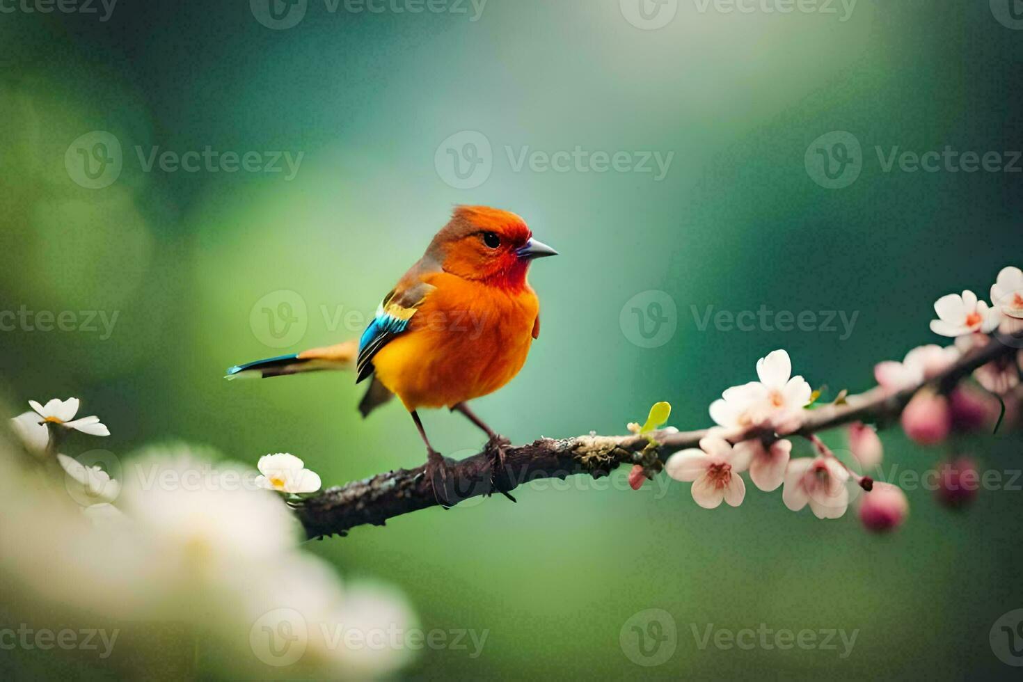 foto behang vogel, de bloemen, lente, de bloemen, de bloemen, de bloemen, de. ai-gegenereerd