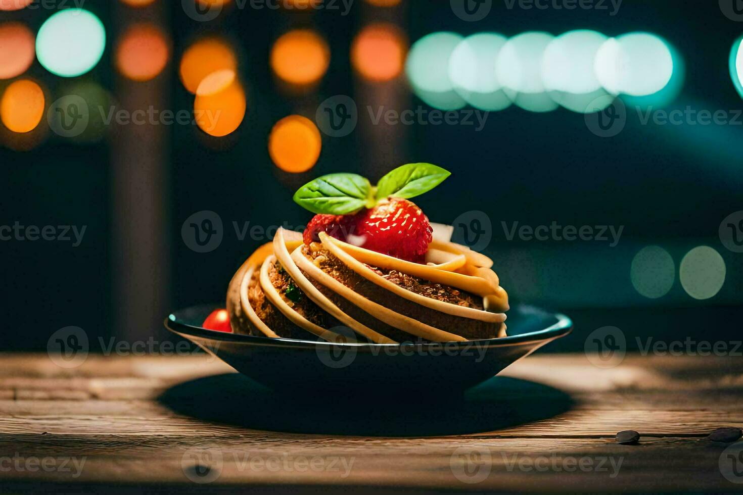 een kom van pasta met aardbeien en een licht achtergrond. ai-gegenereerd foto