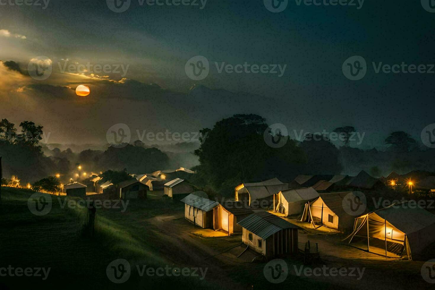 foto behang de lucht, nacht, de maan, de maanlicht, de maanlicht, de. ai-gegenereerd