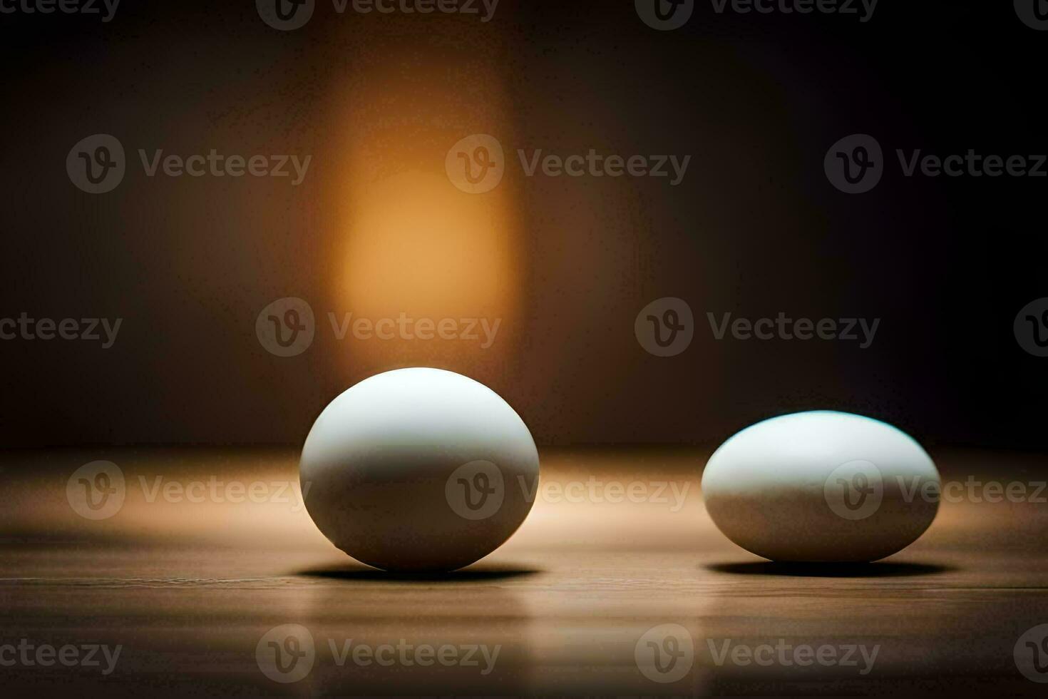 twee eieren Aan een tafel. ai-gegenereerd foto