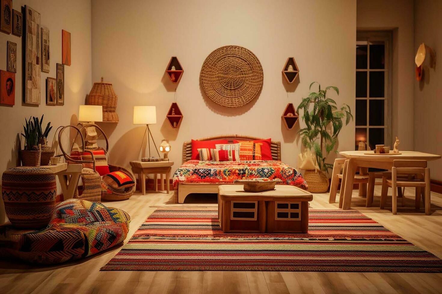 mooi etno-stijl leven kamer, retro-oud leven kamer, verschillend conceptuele stijl, verschillend soort van leven kamer object, interieur stijl foto