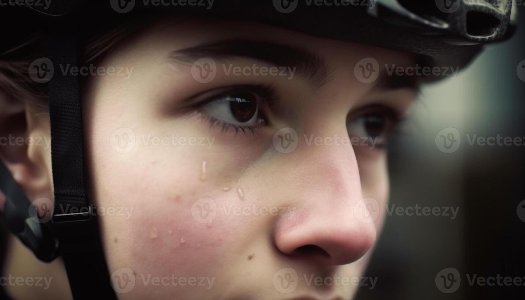 schattig jongens en meisjes vervelend helmen, rijden Fietsen buitenshuis gelukkig gegenereerd door ai foto