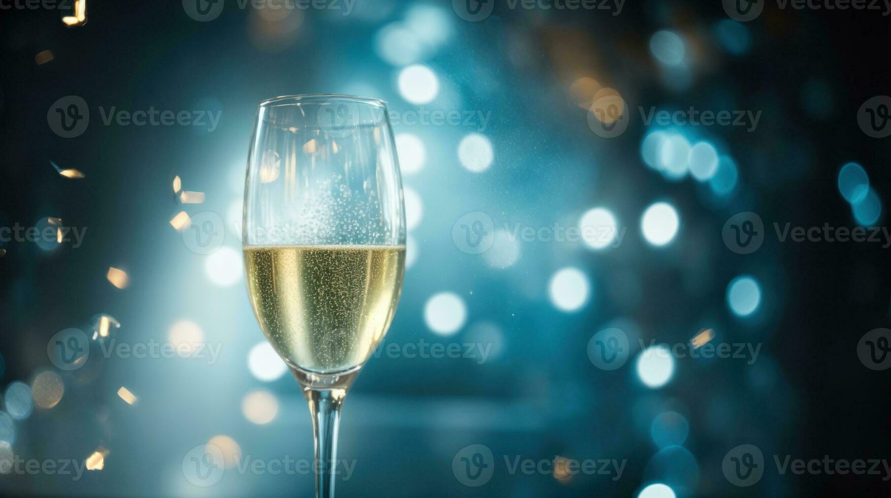 Champagne glas tegen vakantie lichten bokeh achtergrond. ai generatief foto