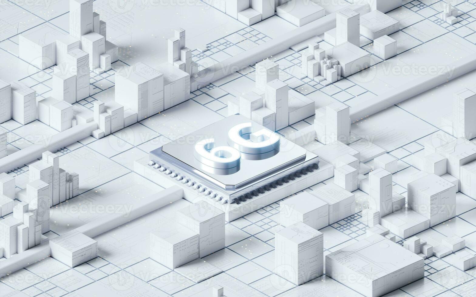 6 g concept en technologie achtergrond, 3d weergave. foto