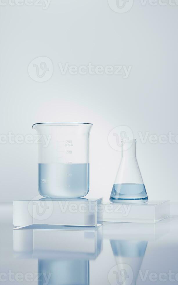 chemisch instrumenten met biotechnologie concept, 3d weergave. foto