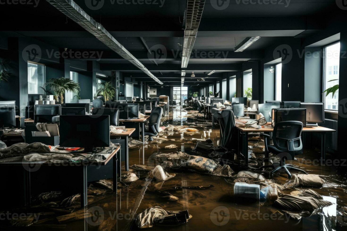 situatie overstromingen in kantoor beginnend scenario's professioneel reclame fotografie ai gegenereerd foto