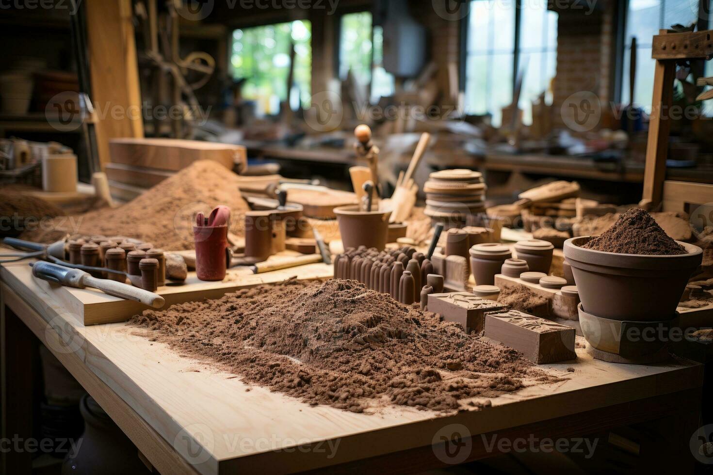 klei vakman gereedschap en uitrusting professioneel fotografie ai gegenereerd foto