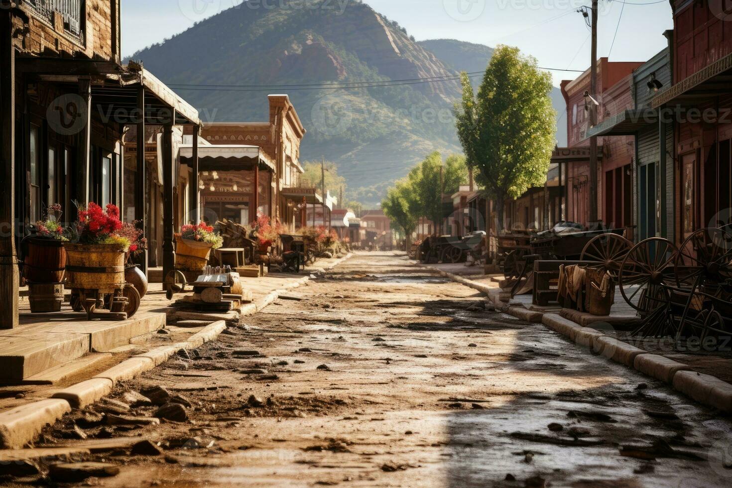 oud west stad- waar cowboys leven ai gegenereerd foto