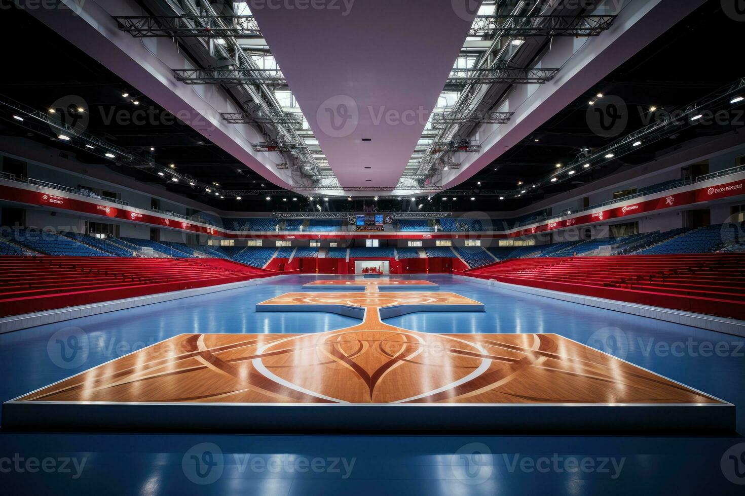 modern gymnastiek- arena professioneel reclame fotografie ai gegenereerd foto